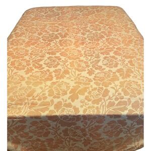 Vintage Morgan Jones Jacquard Woven Peach Floral Bedspread Crochet Fringe Twin